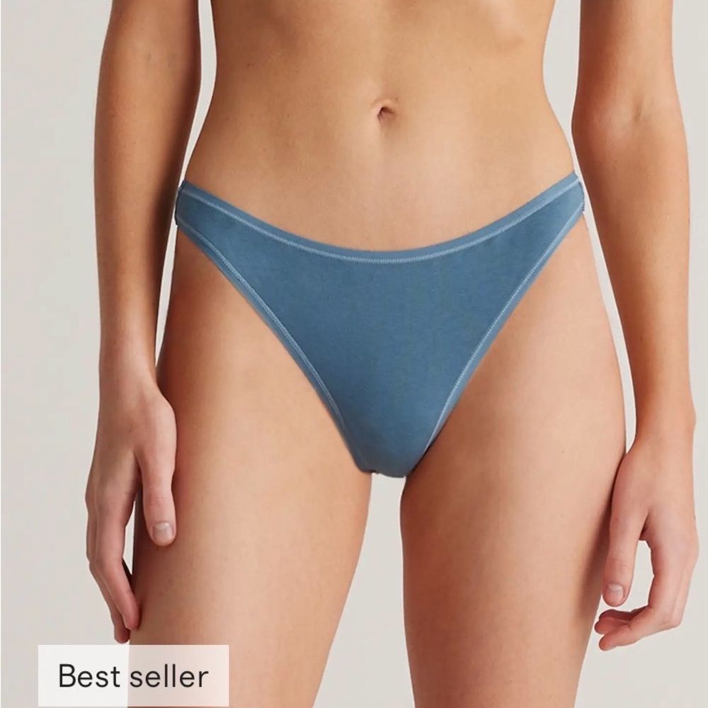 Quince Women's Organic Cotton Thongs 2 Black 3 Ocean and one White X-Small Y827